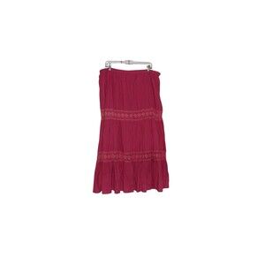 Vtg My Obsession Maxi Peasant Skirt Pink Womens Size Med 100% Cotton Tiered